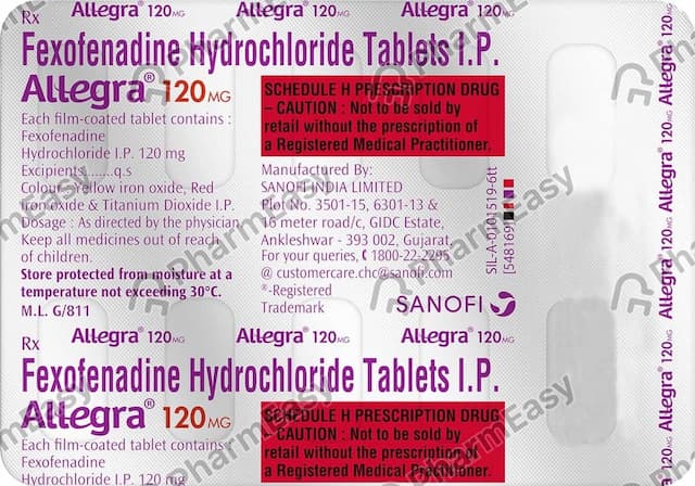 Allegra 120mg Strip Of 10 Tablets