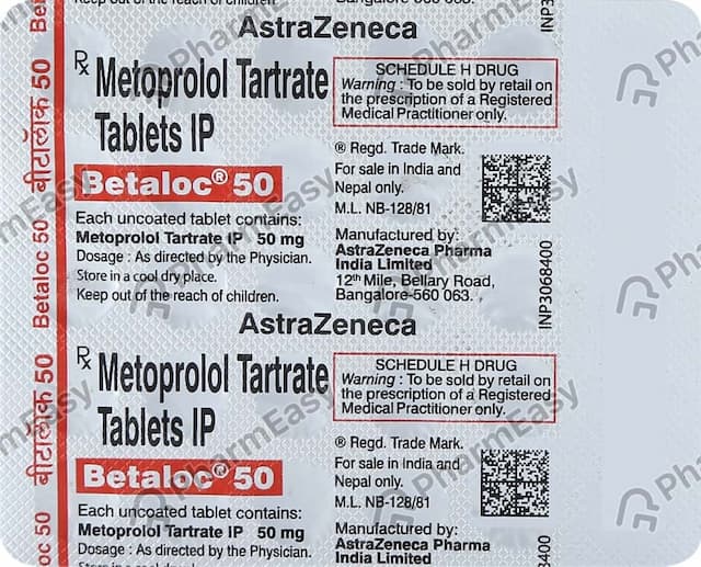 Betaloc 50mg Strip Of 30 Tablets