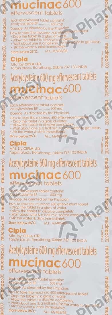 Mucinac 600mg Orange Flavour Sugar Free Tablet 10'S