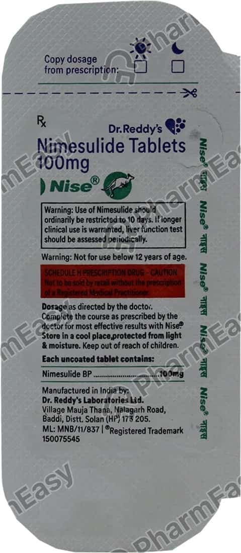 Nise 100mg Strip Of 15 Tablets