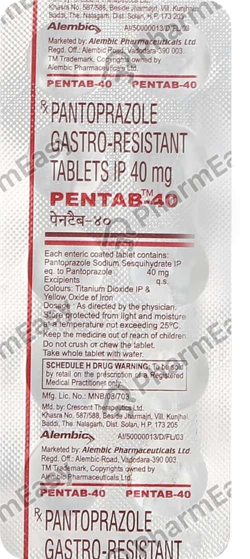 Pentab 40mg Strip Of 10 Tablets