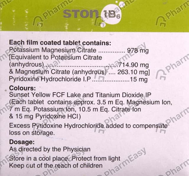 Ston 1 B6 Strip Of 10 Tablets