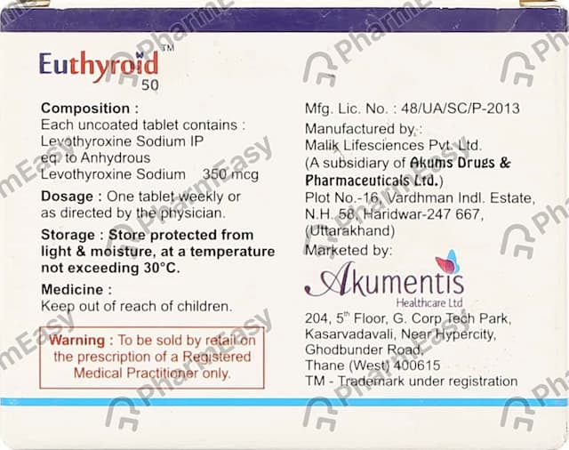 Euthyroid 50mcg Tablet