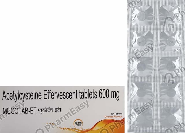 Mucotab Et 600mg Orange Flavour Sugar Free Strip Of 10 Tablets