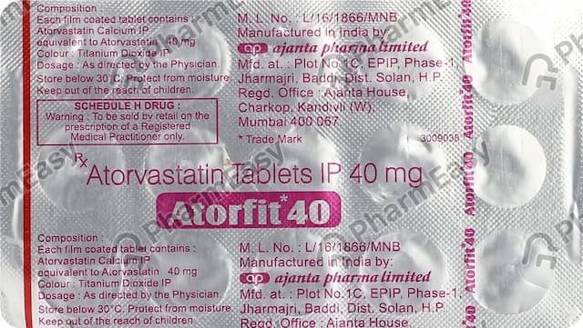 Atorfit 40mg Strip Of 15 Tablets