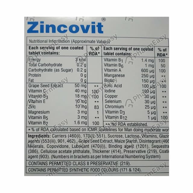 Zincovit Strip Of 15 Tablets (Red)
