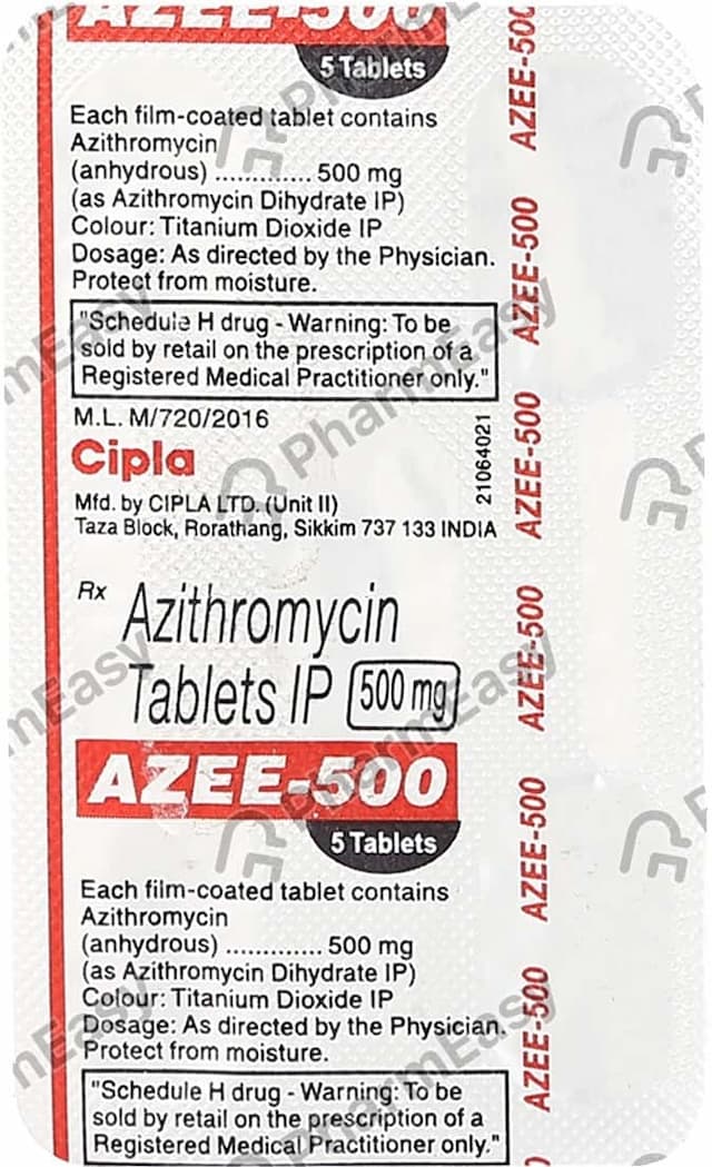 Azee 500mg Strip Of 5 Tablets