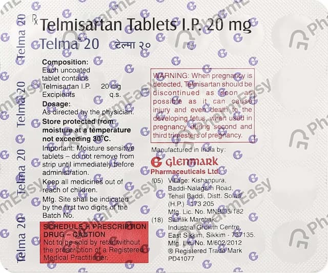 Telma 20mg Strip Of 30 Tablets