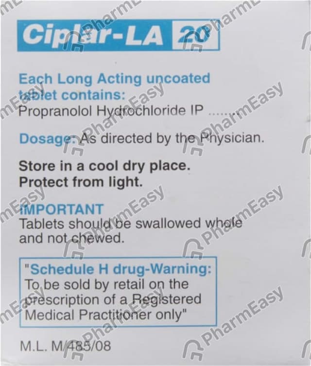 Ciplar La 20mg Strip Of 10 Tablets