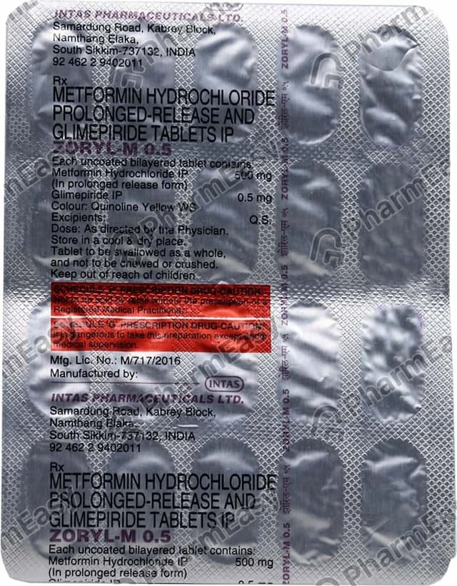 Zoryl M 0.5mg Strip Of 20 Tablets