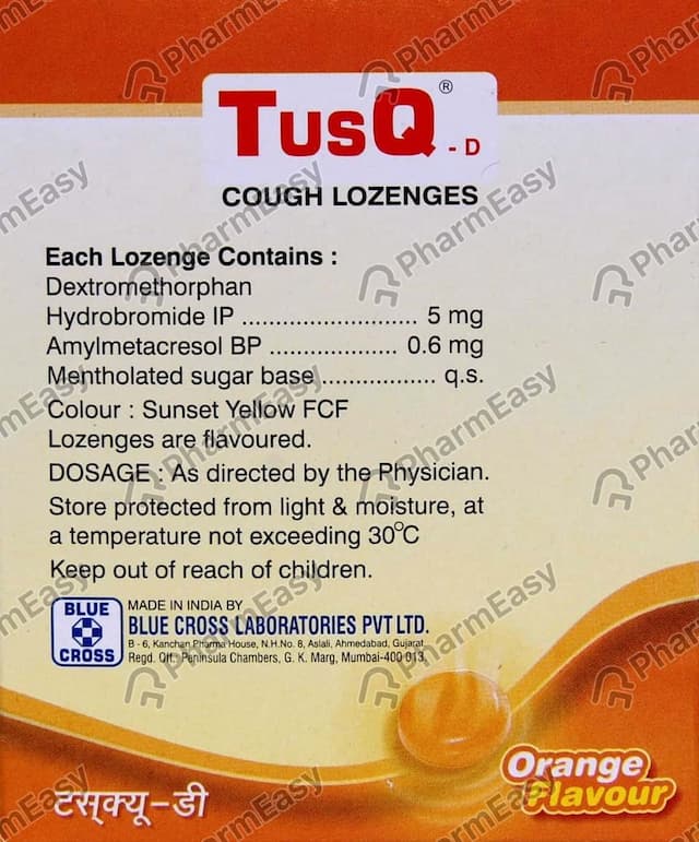 Tusq D Orange Flavour Sugar Free Lozenges 6'S