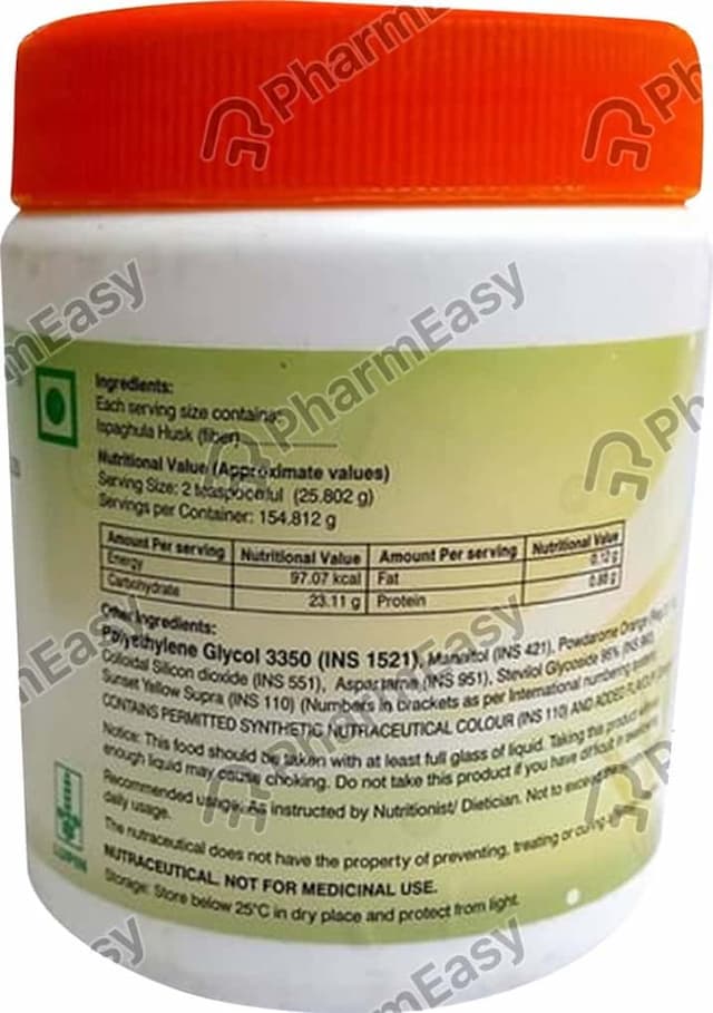 Lupin Fibopeg Orange Flavour Sugar Free Jar Of 154.812gm Granules