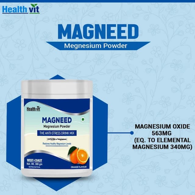 Healthvit Magneed Magnesium Powder  300gm (Orange Flavour)