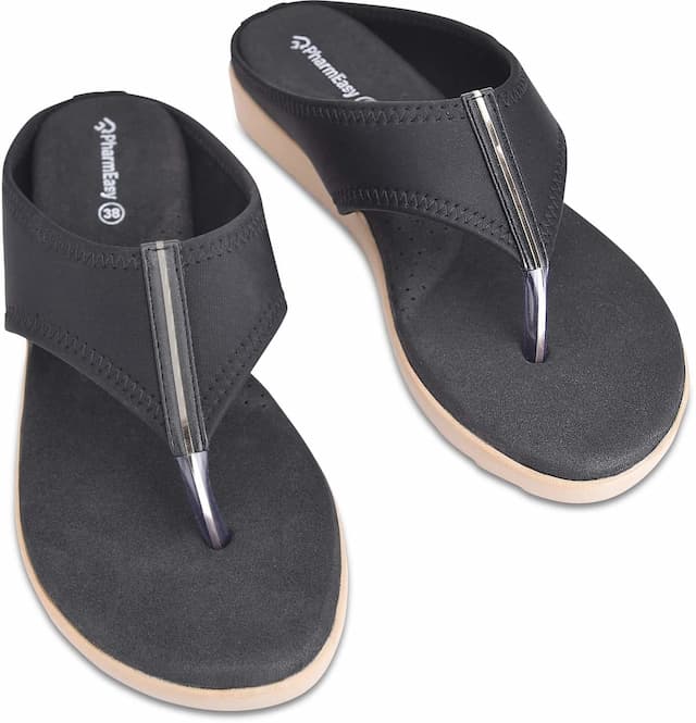 Pharmeasy Diabetic & Orthopedic Women Slippers (Fahion Range-1) Black Color, Size 5