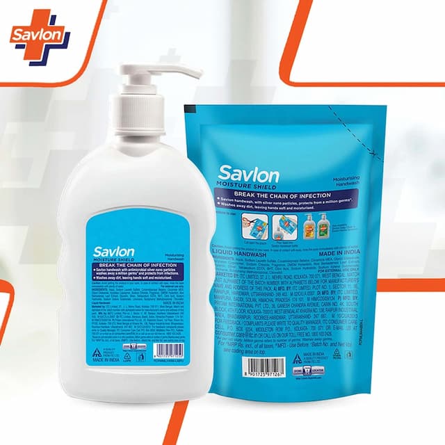 Savlon Moisture Shield Germ Protection Liquid Handwash 200ml Pump + 175ml Refill
