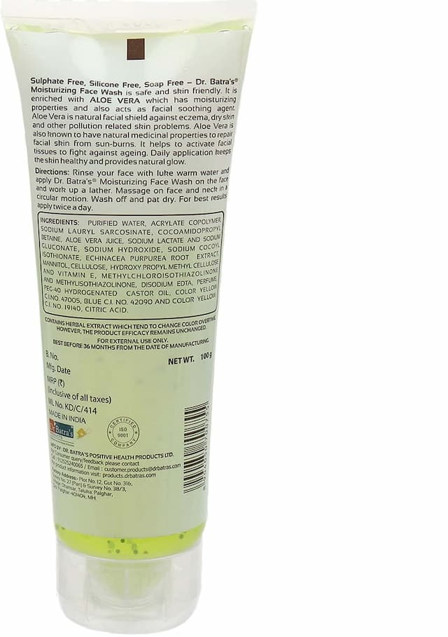Dr Batra'S Moisturizing Face Wash Enriched With Aloe Vera Soft, Hydrated & Supple Skin - 100 Gm