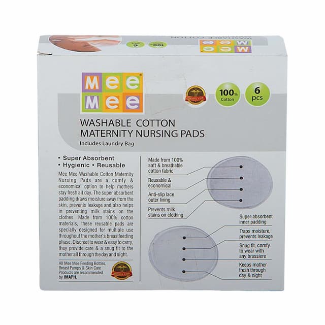 Mee Mee Washable Cotton Maternity Breast Pads - 6 Pieces