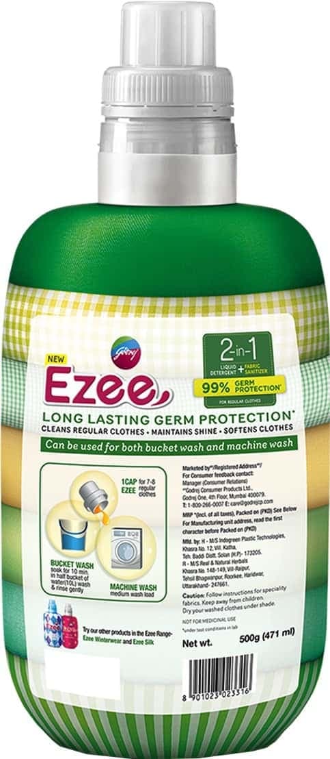 Godrej Ezee 2in1 Liquid Detergent + Fabric Sanitizer - 500g