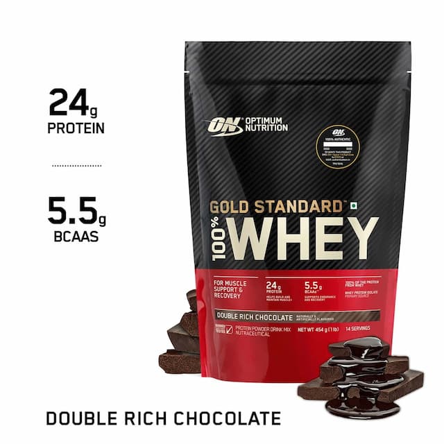 Optimum Nutrition (On) Gold Standard 100% Whey Protein Powder-1lb-454g(Double Rich Chocolate)