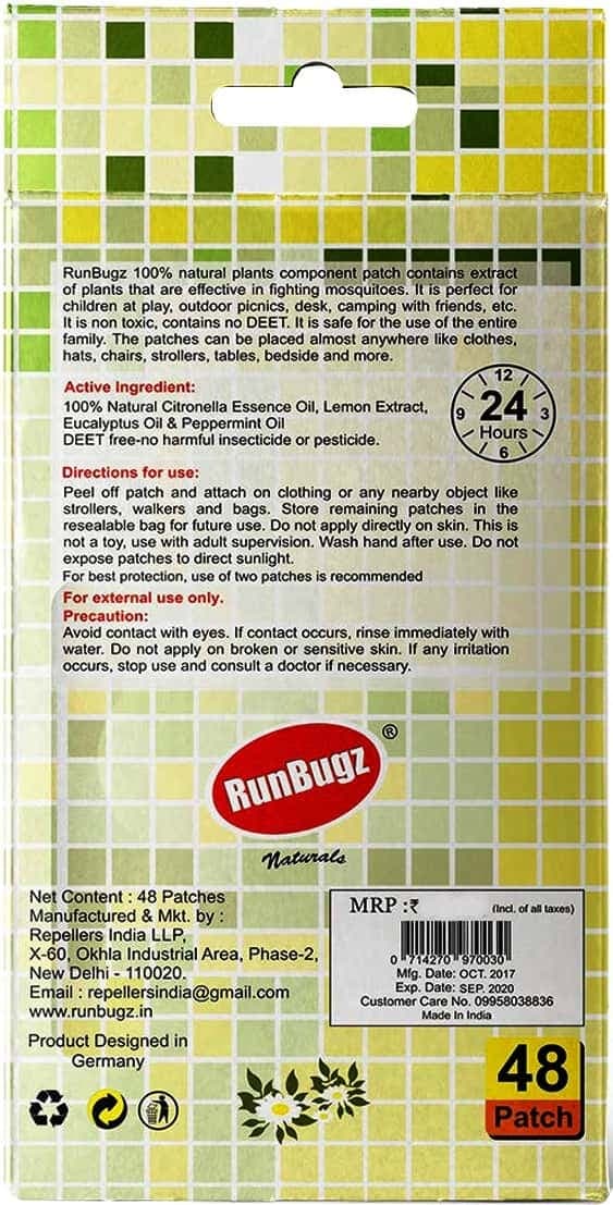 Runbugz Mosquito Repellent Patches (Pack Of 48)- White