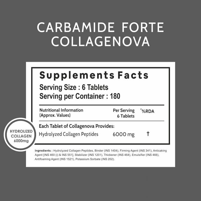 Carbamide Forte Hydrolyzed Collagen Peptides,6000mg - 180 Tablets