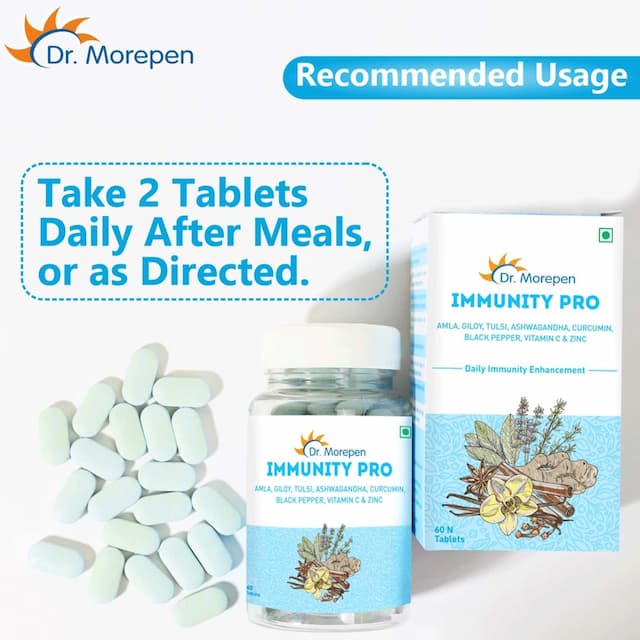 Dr. Morepen Immunity Pro Tablet With Natural Amla, Giloy,Tulsi,Ashwagandha,Vitamin C- 60 Veg Tablets