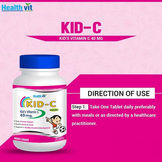 Healthvit Kid-C Kid'S Vitamin-C Chewable - 60 Tablets - Pack Of 2