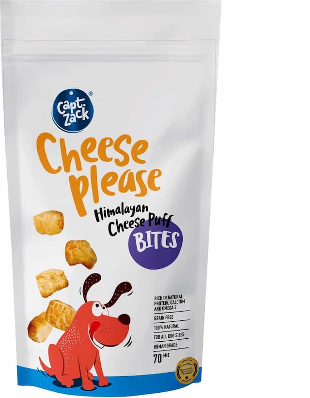 Captain Zack Cheese Himalayan Cheese Puff Bites Dog | Made With Yak/cow's Milk,100% Natural | 70g