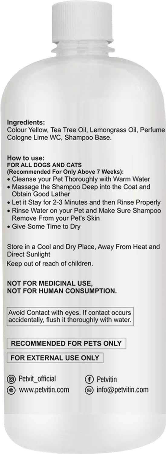 Petvit Anti Itch Shampoo With Tea Tree Oil & Lemon Grass Oil For All Breed Dog/Cat -1000 Ml