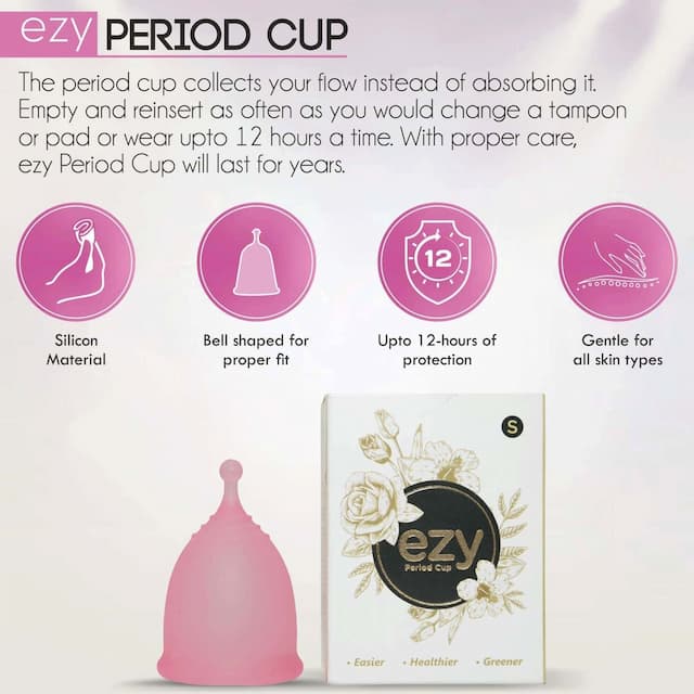 Ezy Menstrual Cup For Medium Flow, Pre Child Birth, For Women Upto 25 Years (Small)