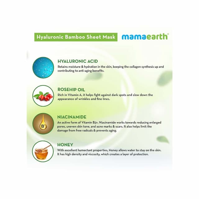 Mamaearth Hyaluronic Bamboo Sheet Mask With Rosehip Oil For Soft & Plump Skin - 25 G