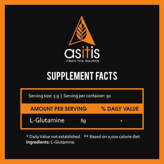 As-It-Is Nutrition L-Glutamine For Muscle Growth And Recovery - 250g Pouch