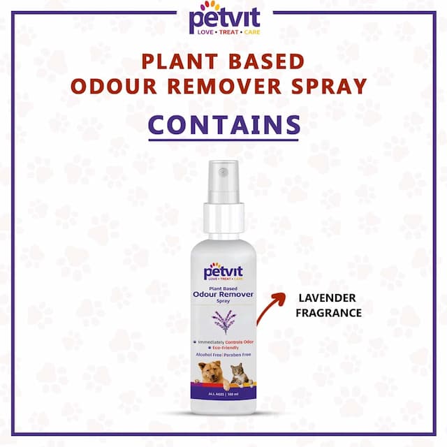 Petvit Odor Remover Spray With Lavender-Eliminate Bad Breath Ph-Balance For All Breed Dog &Cat100ml