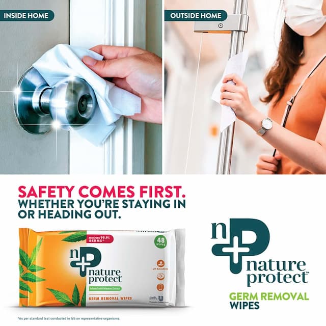 Nature Protect Germ Removal Multipurpose Wipes, Removes 99.9% Germs - 48 Wipes