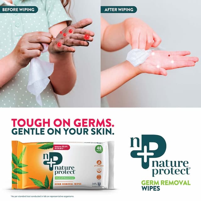 Nature Protect Germ Removal Multipurpose Wipes, Removes 99.9% Germs - 48 Wipes