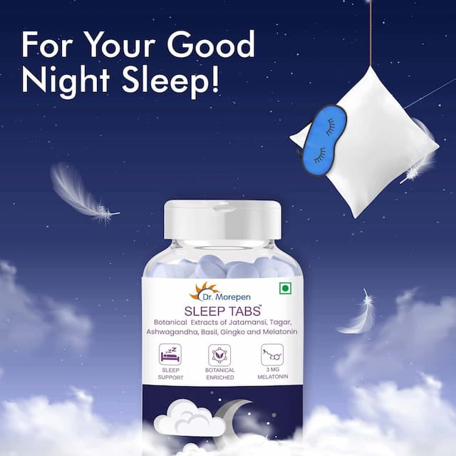 Dr Morepen Sleep Tabs | Melatonin 3mg Sleeping Tablets | 60 Veg Tablets