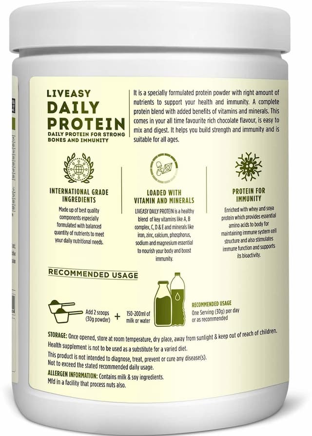 Liveasy Wellness Daily Protein - Provides Energy & Vitality - Jar Of 400 Gram