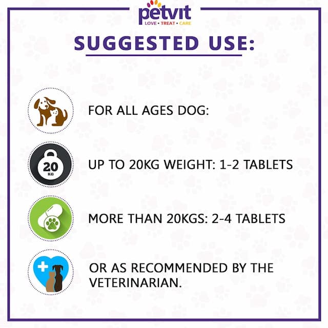 Petvit Calcium For Dog And Cat For Stronger Bones,Teeth-Growth In Pet For All Age Group 60tablets