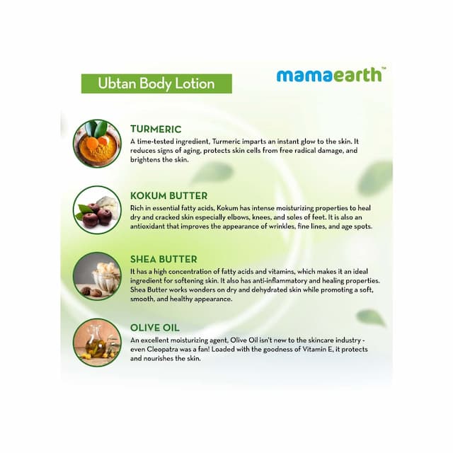 Mamaearth Ubtan Body Lotion With Turmeric & Kokum Butter For Glowing Skin 400 Ml