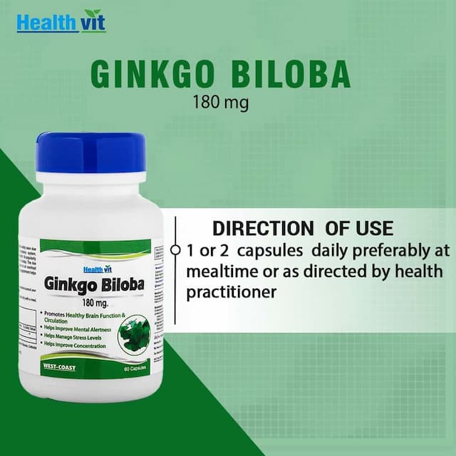 Healthvit Ginkgo Biloba ( Supports Memory, Focus & Clarity ) - 180mg - 60 Capsules