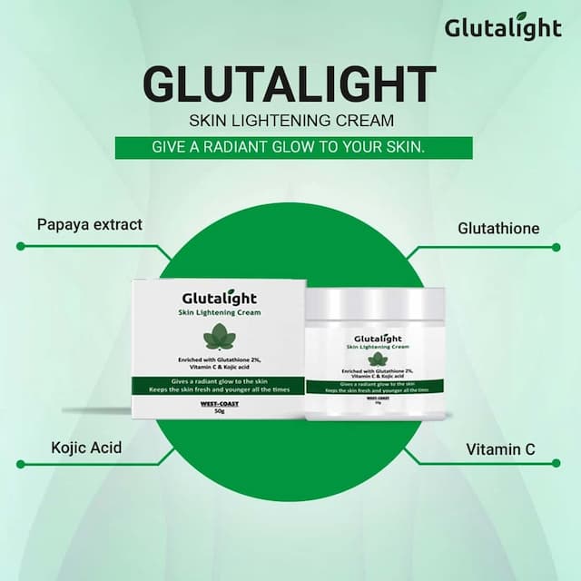 Glutalight Glutathione, Vitamin C, Kojic Acid Skin Brightening & Lightening Cream - 50g