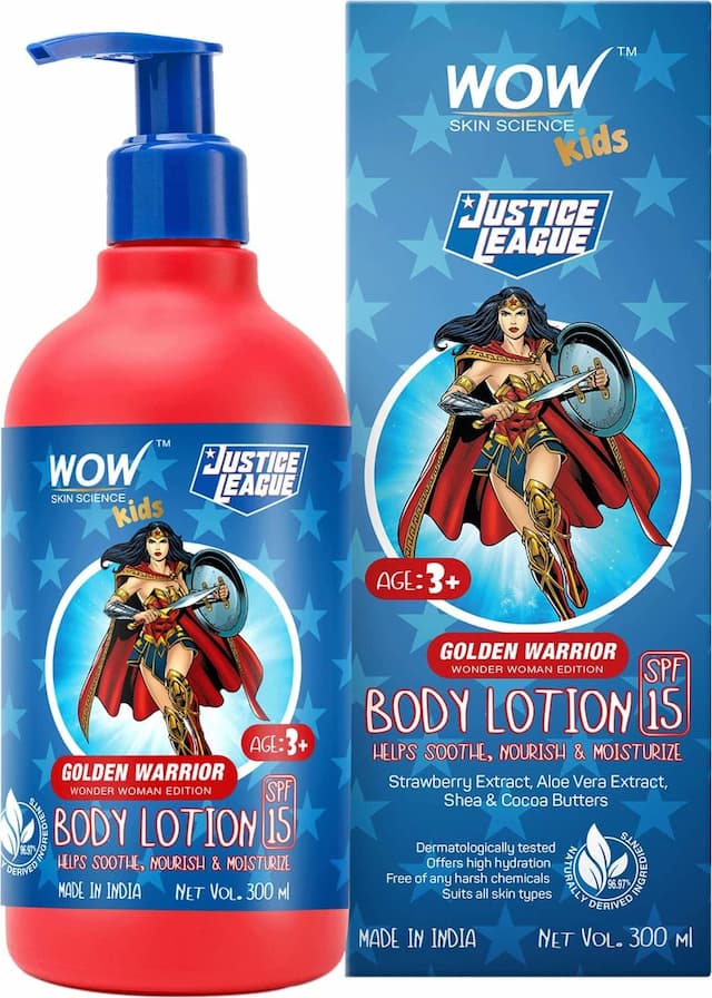 Wow Skin Science Kids Body Lotion - Spf 15 - Golden Warrior Wonder Woman Edition - 300ml