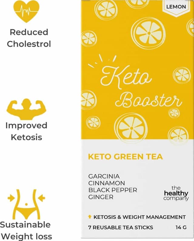 The Healthy Company One Week Keto Booster - 14 Lemon Flavoured Natural Keto Green Tea Sticks
