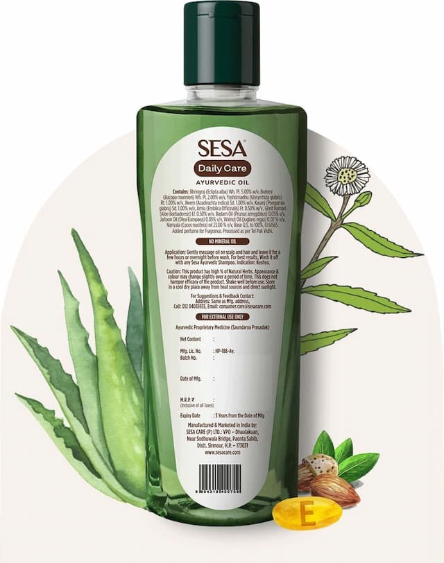 Sesa Daily Care Light Ayurvedic Oil - Aloe Vera, Vitamin E & 6 Ayurvedic Herbs - 100 Ml
