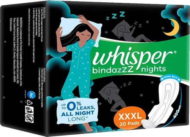 Whisper Bindazzz Nights Xxxl Plus - 20 Pads