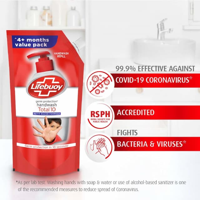 Lifebuoy Germ Protection Hand Wash Total 10 Refill (Pack Of 3) - 185 Ml