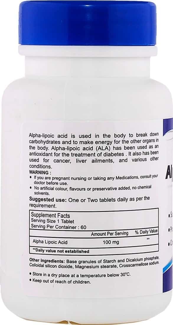 Healthvit Alpha Lipoic Acid 100 Mg - 60 Tablets