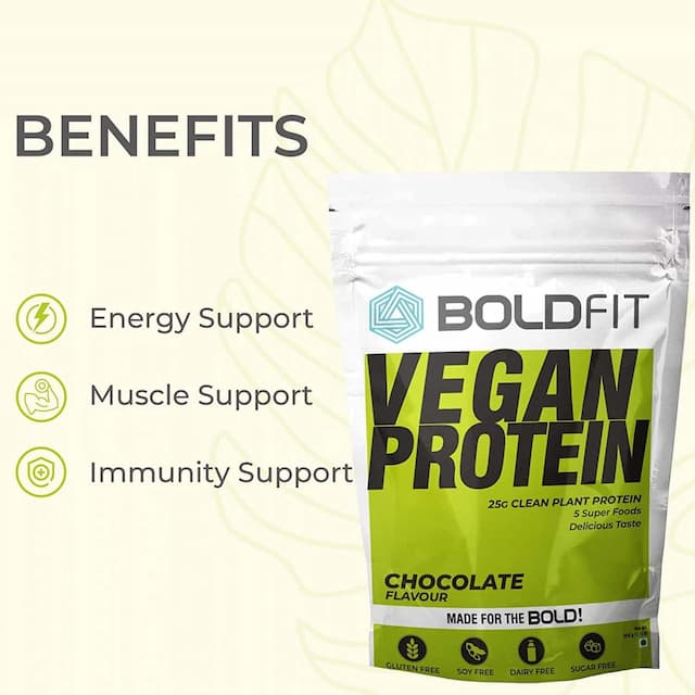 Boldfit Plant Protein Powder For Men & Women Chocolate Flavor - 500gm