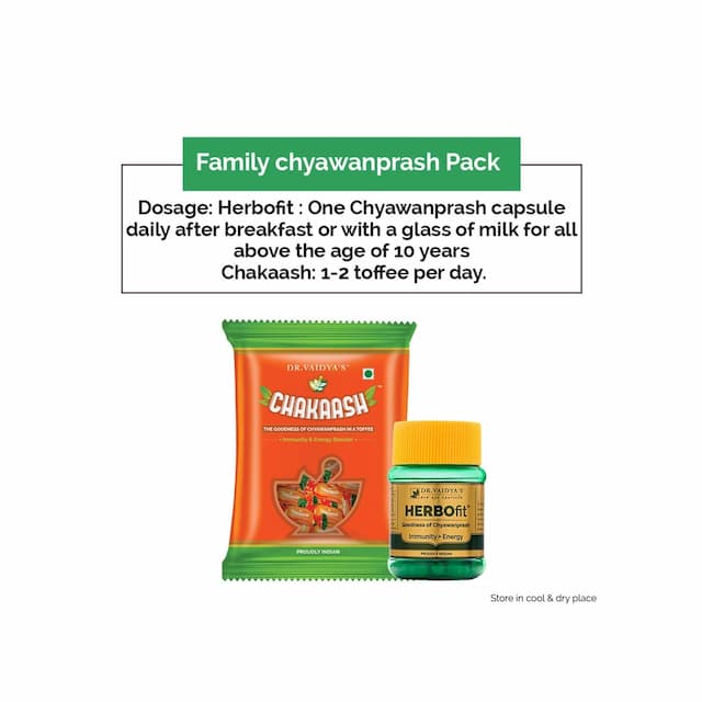 Dr. Vaidya'S Family Chyawanprash Pack, Chakaash (50 Toffees Pack) Herbofit (30 Capsules)