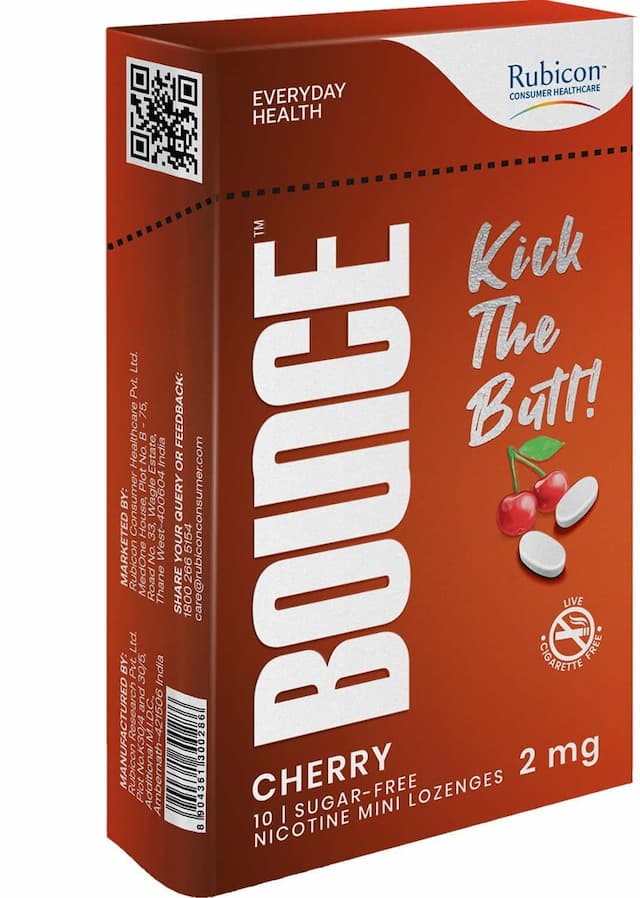 Bounce Nicotine Mini 2mg Cherry, Sugar Free Helps Quit Smoking 10 Lozenges